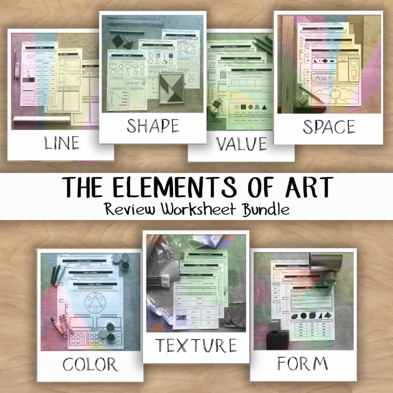 Elements of Art Worksheet REVIEW Packet – Bundled