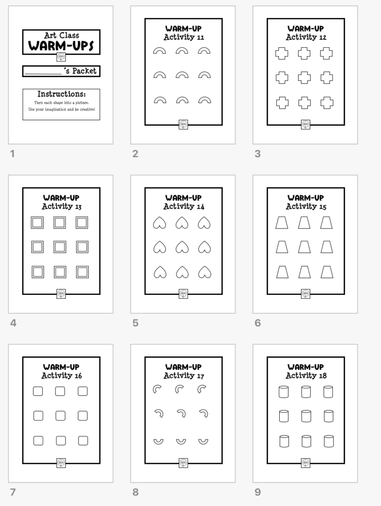 WARM-UPs in the Art Room – How To Use: Art Class Drawing Warm-Up Packets